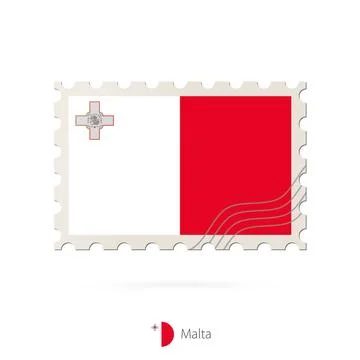 Postage stamp with the image of Malta flag. Stock Illustration