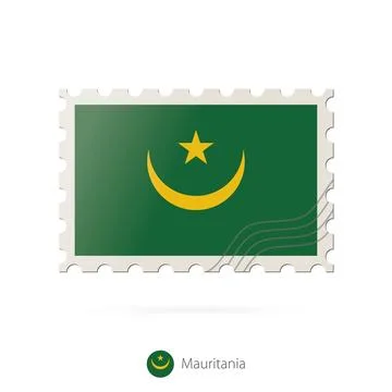 Postage stamp with the image of Mauritania flag. Stock Illustration