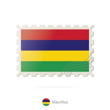 Postage stamp with the image of Mauritius flag. Stock Illustration
