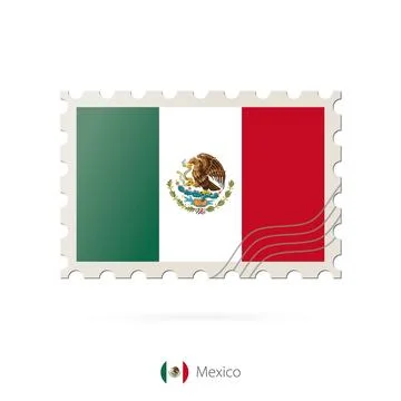 Postage stamp with the image of Mexico flag. Иллюстрация