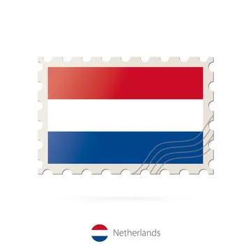 Postage stamp with the image of Netherlands flag. Stock Illustration