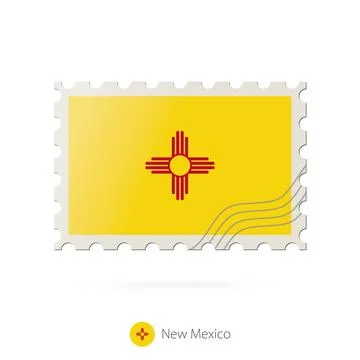 Postage stamp with the image of New Mexico state flag. Иллюстрация