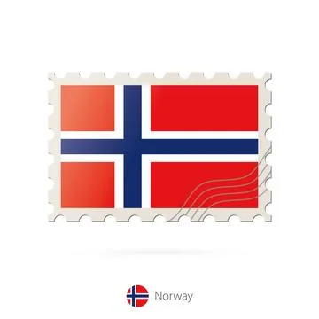 Postage stamp with the image of Norway flag. Stock Illustration