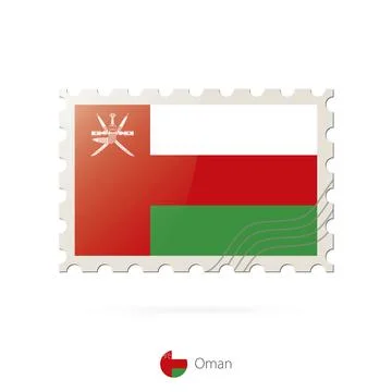 Postage stamp with the image of Oman flag. Stock Illustration