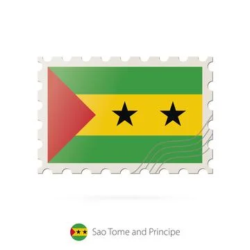 Postage stamp with the image of Sao Tome and Principe flag. Stock Illustration
