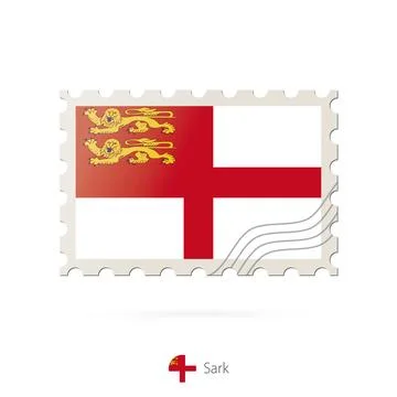 Postage stamp with the image of Sark flag. Stock Illustration