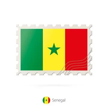 Postage stamp with the image of Senegal flag. Stock Illustration