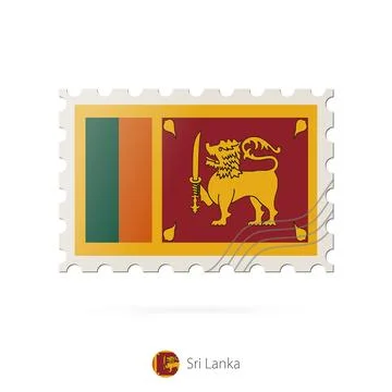 Postage stamp with the image of Sri Lanka flag. Stock Illustration