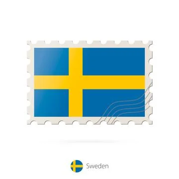 Postage stamp with the image of Sweden flag. Stock Illustration