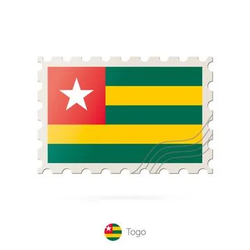 Postage stamp with the image of Togo flag. Stock Illustration