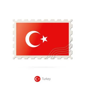 Postage stamp with the image of Turkey flag. Stock Illustration