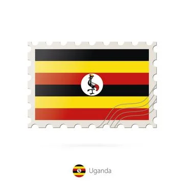 Postage stamp with the image of Uganda flag. Illustrazione stock
