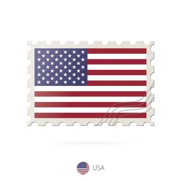 Postage stamp with the image of USA flag. Stock Illustration