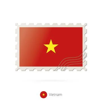 Postage stamp with the image of Vietnam flag. Stock Illustration