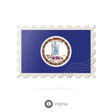 Postage stamp with the image of Virginia state flag. Stock Illustration
