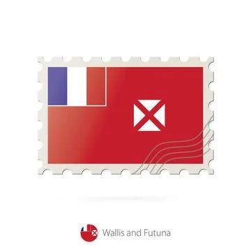 Postage stamp with the image of Wallis and Futuna flag. Stock Illustration