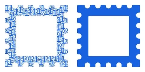 Postage Stamp Mosaic of Binary Digits Illustrazione stock