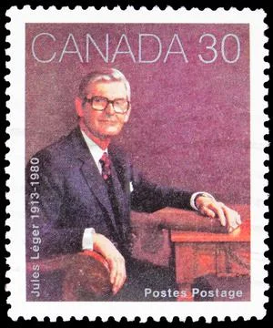Postage stamp printed in Canada devoted to 2nd Death Anniversary of Jules Leg Stock Photos