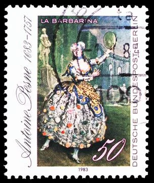 Postage stamp printed in Germany, Berlin, shows La Barbarina (painting of B.. Stockfoto's