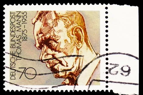 Postage stamp printed in Germany shows Thomas Mann (1875-1955) Nobel Prize .. Photos