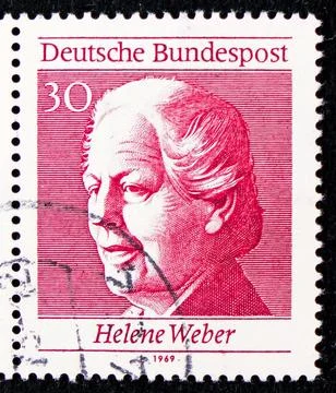 Postage stamp printed in Germany shows Helene Weber, 50 Years of Women's Su.. 写真素材