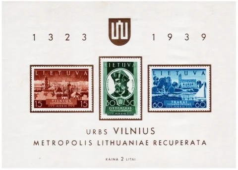 Postage stamp printed in lithuania Stock Photos