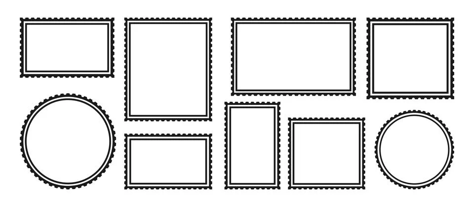 Postage stamp retro empty frame vintage set border Stock Illustration