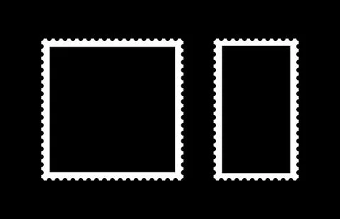 Postage stamp retro empty frames template set. White borders for postcards Illustrazione stock
