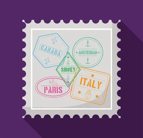 Postage stamp with seals Stock Illustration