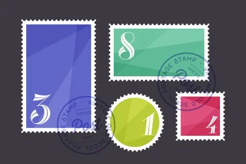 Postage stamp. Set of postage stamp, collection square, circle Stock Illustration