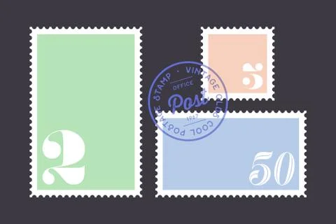 Postage stamp. Set of postage stamp, collection square, circle Stock Illustration