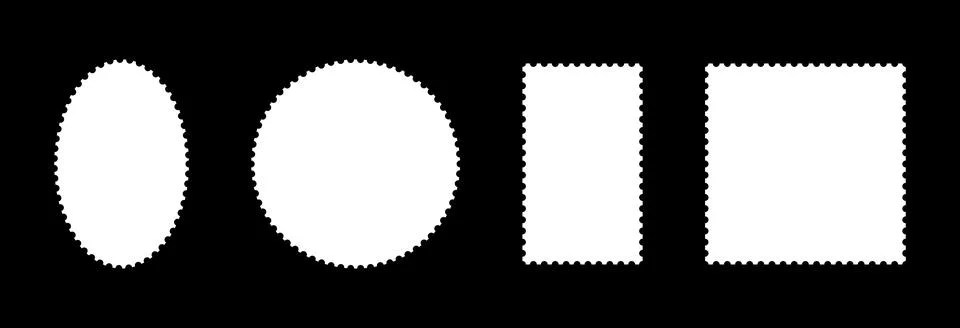 Postage stamp template flat frames. Empty border, backdrop for postcard, letter 스톡 일러스트