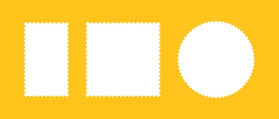 Postage stamp template frames. Empty borders, backdrops for postcards Illustrazione stock