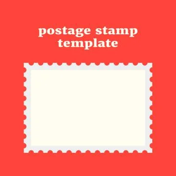 Postage stamp template on red background Stock Illustration