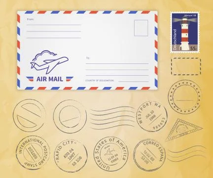 Postage stamps collection Stock Illustration