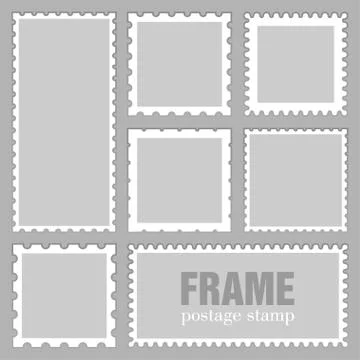Postage stamps, empty  paper mark symbol. Vector frame Stock Illustration