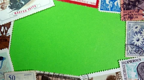 Postage Stamps on a Green Screen Stock Footage 55492092