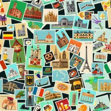 Postage stamps pattern Stock Illustration