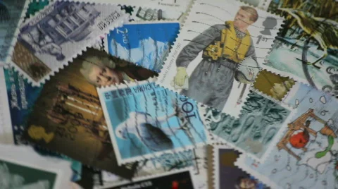 Postage stamps rotating Video stock 854059