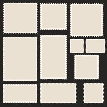 Postage stamps template. Blank rectangle and square postage stamps. Stock vec Stock Illustration