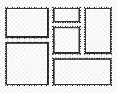 Postage stamps template. Blank rectangle and square postage stamps. Stock Illustration