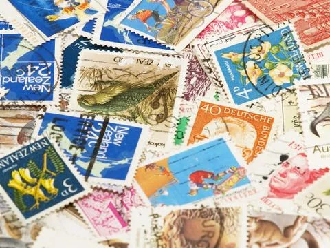 Postage stamps.background Stock Photos