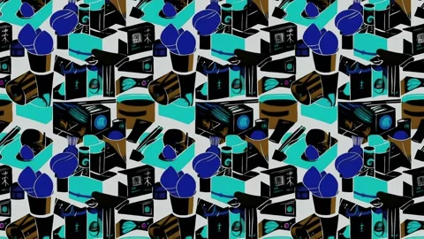 Postage-style label collage with Thai food labels and borders — Vertical motion Stock Footage 308074632
