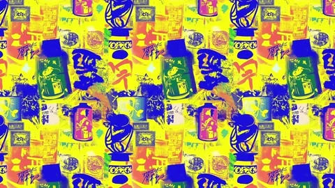 Postage-style poster layout with Asian snacks and stamps — Horizontal motion Video stock 308078818