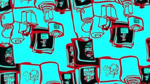 Postage-style stamp grid with tea and herbs and stamps — Rotation motion Stock Footage 308071007