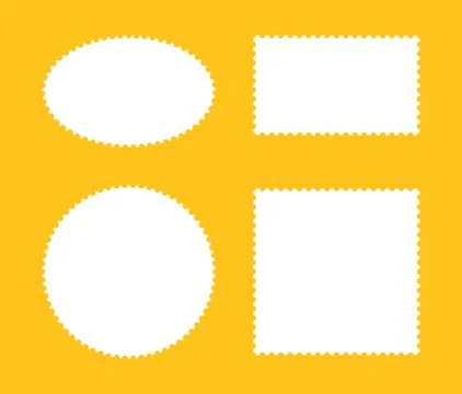 Postage white stamp template frames. Empty borders, backdrops for postcard Illustrazione stock
