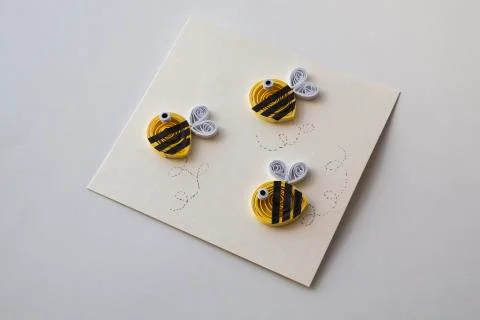 Postal with bees on a white background Stock Photos