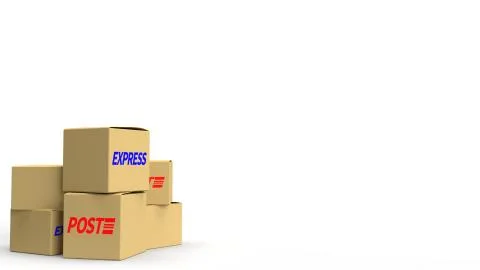 Postal boxes on white background  3d rendering for delivery content. Stock Illustration