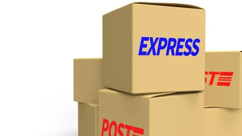 Postal boxes on white background  3d rendering for delivery content. Stock Illustration
