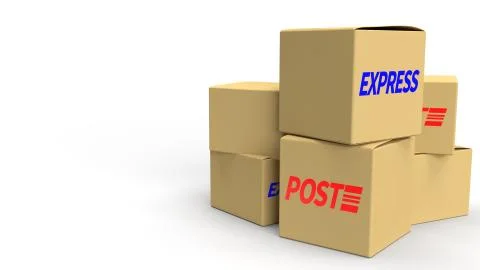 Postal boxes on white background  3d rendering for delivery content. Stock Illustration